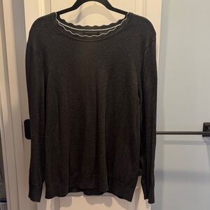 Banana Republic Charcoal Sweater with Scalloped Scoop Neck